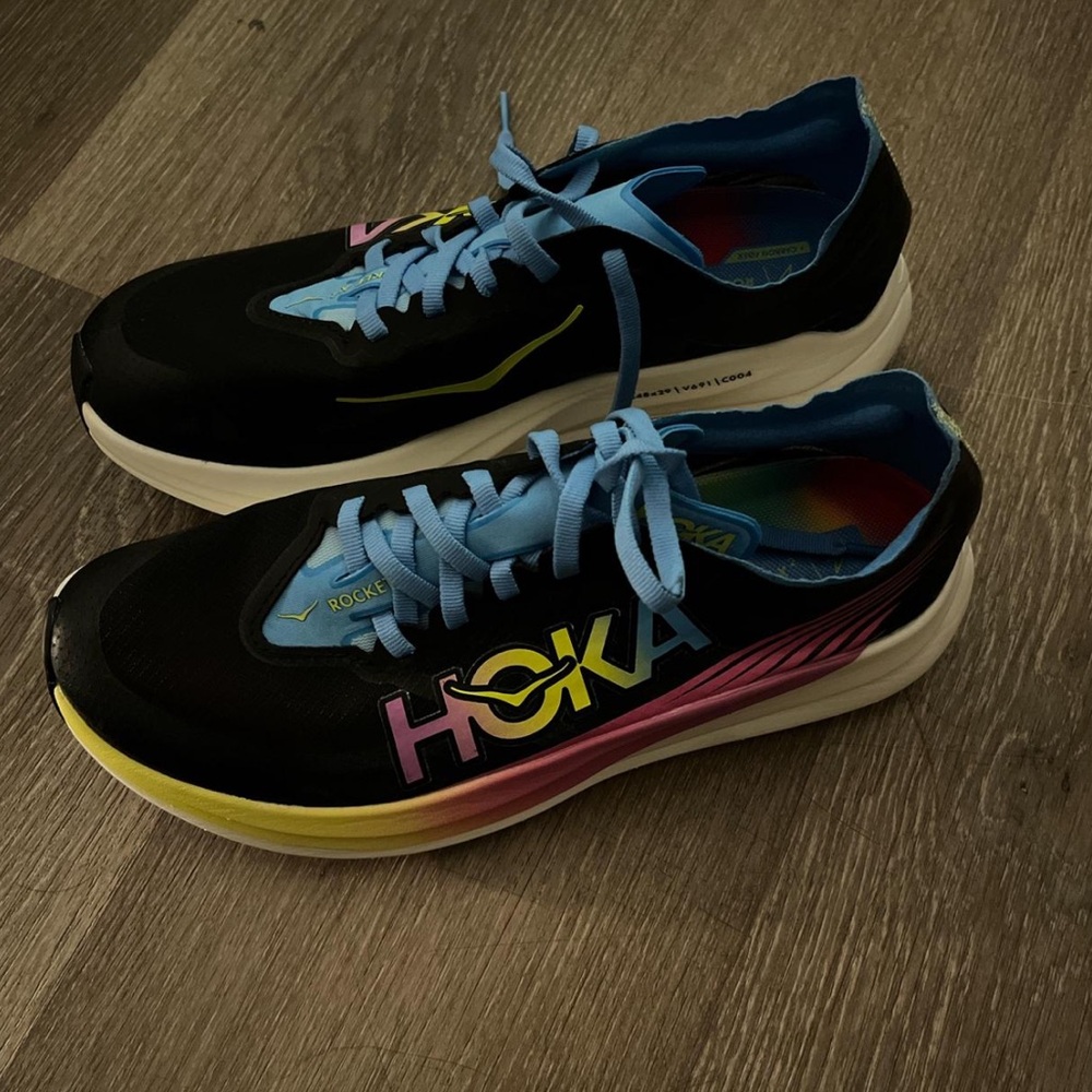 Hoka all gender Rocket X 2. No box. Women’s 9.5/ men’s 8.5. Brand new.$250retail